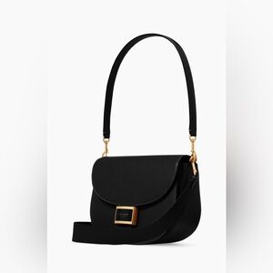 Kate spade Katy black textured leather convertible saddle bag